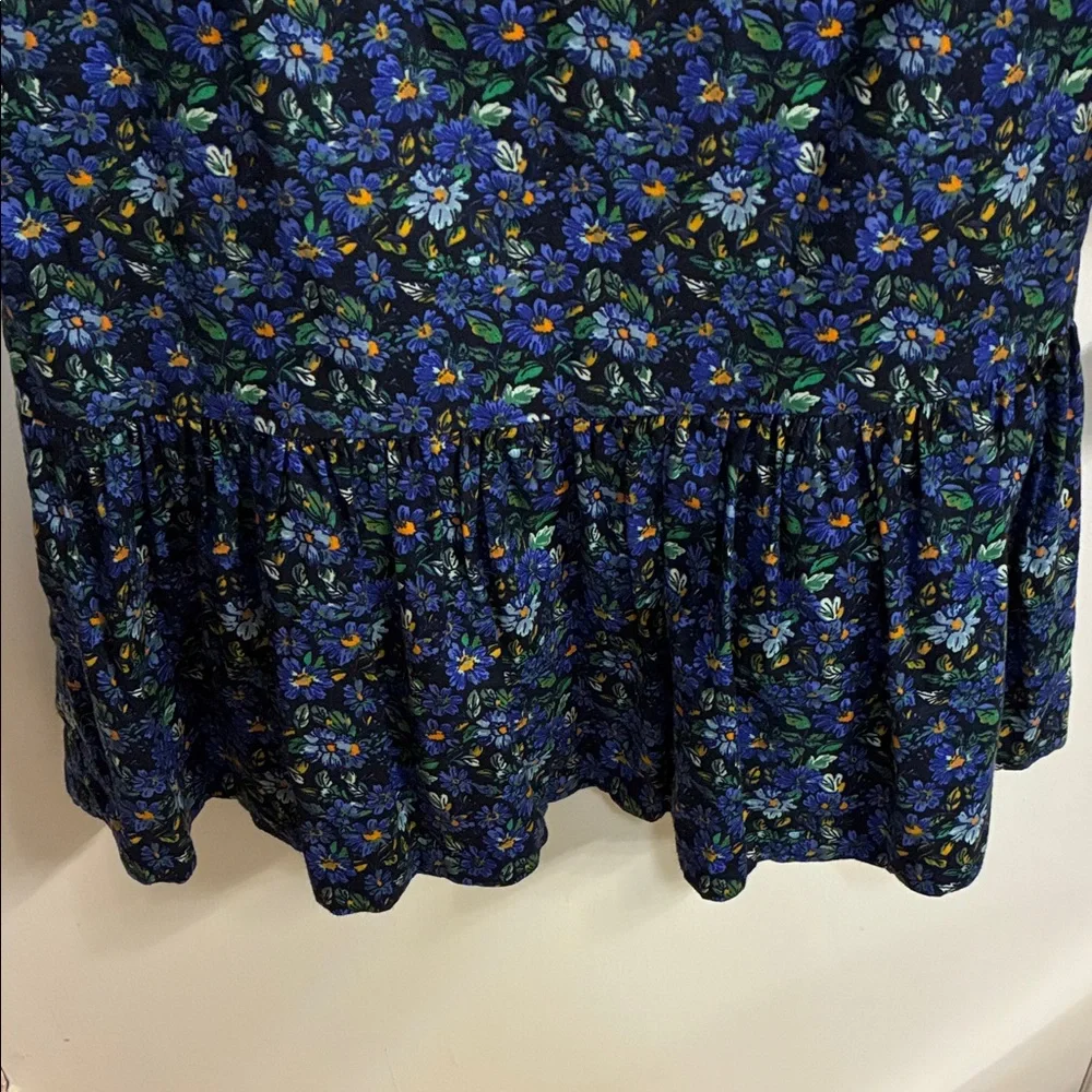 Free People Blue Floral Cotton Midi Dress Sz XS